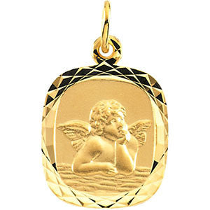 14K Yellow 14x13mm Angel Medal