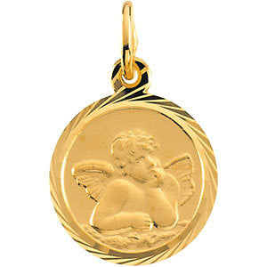 14K Yellow 12mm Angel Pendant