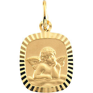 14K Yellow 12x11mm Angel Pendant Medal