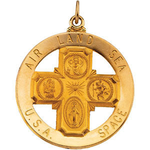 14K Yellow 32.5mm St. Christopher Four-Way Medal