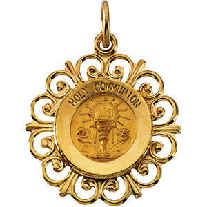 14K Yellow 20x18.5mm Holy Communion Medal