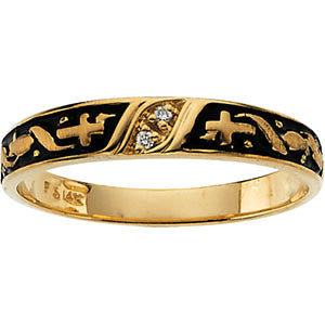 14K Yellow Ladies Religious Diamond Band