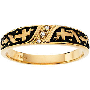 14K Yellow Men's Religious Diamond Band