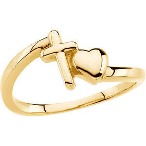 14K Yellow Cross & Heart Chastity Rings®