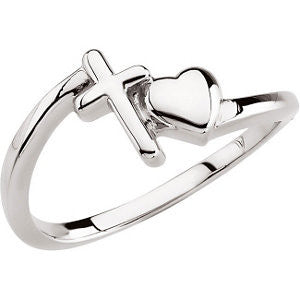 14K White Cross & Heart Chastity Rings®