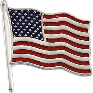 14K White 17.5x17mm American Flag Lapel Pin