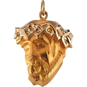 14K Yellow 25x19.5mm Face of Jesus Pendant