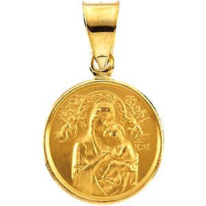 18K Yellow 13mm Our Lady of Perpetual Help Medal