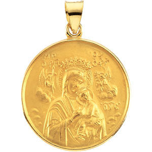 18K Yellow 24.5mm Our Lady of Perpetual Help Medal