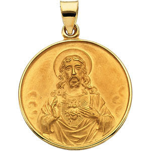 18K Yellow 24.5mm Sacred Heart Medal