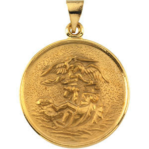 18K Yellow 24.5mm St. Michael Medal