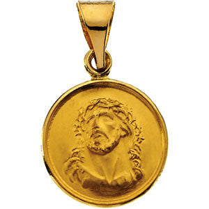 18K Yellow 13mm Face of Jesus Medal