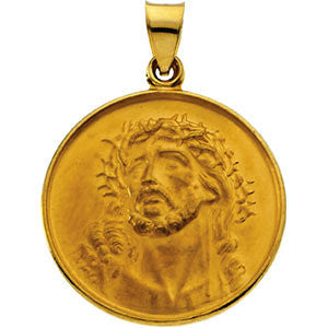 18K Yellow 24.5mm Face of Jesus Medal