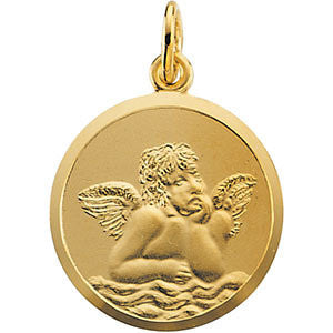 14K Yellow 16mm Angel Medal