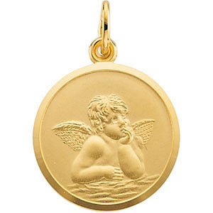 14K Yellow 18mm Angel Medal