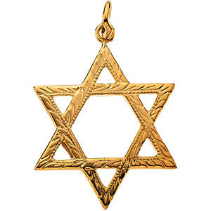 14K Yellow 19.5x15mm Star of David Pendant