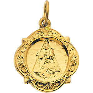 14K Yellow 12.14x12.09mm Caridad del Cobre Medal