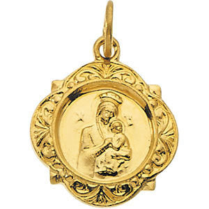 14K Yellow 12.14x12.09mm Our Lady of Perpetual Help Medal