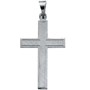 14K White 22x14mm Cross Pendant