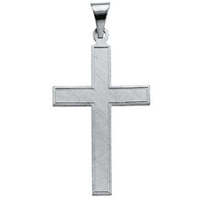 14K White 28x18mm Cross Pendant