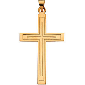 14K Yellow 39x25mm Cross Pendant