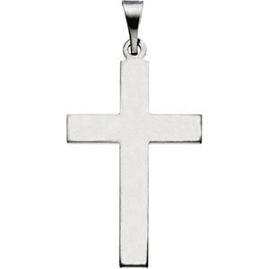 14K White 22x14mm Cross Pendant