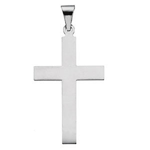 14K White 39x25mm Cross Pendant