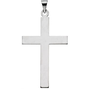 14K White 39x25mm Cross Pendant