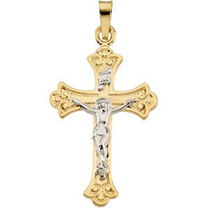 14K Yellow & White 27.75x18mm Crucifix Pendant