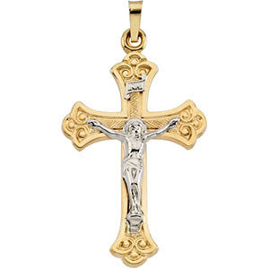 14K Yellow & White 33x23mm Crucifix Pendant