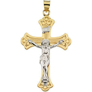 14K Yellow & White 45x31mm Crucifix Pendant