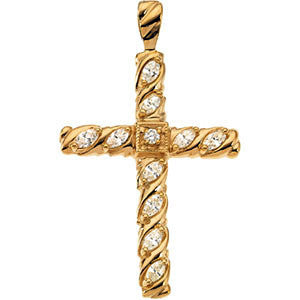 14K Yellow 3-4 CTW Diamond Cross Pendant