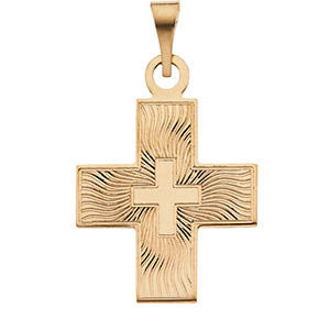 14K Yellow 15.5x14mm Greek Cross Pendant