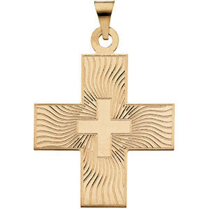 14K Yellow 27.5x25mm Greek Cross Pendant