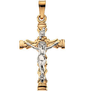 14K Yellow & White 36x24mm Crucifix Pendant