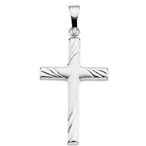 14K White 24x16mm Cross Pendant