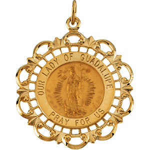 14K Yellow 31x26.5mm Our Lady of Guadalupe Medal