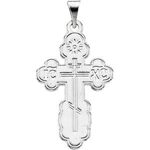 Sterling Silver 26x17mm St. Olga Orthodox Cross Pendant