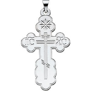 14K White 40x26mm St. Olga Orthodox Cross Pendant