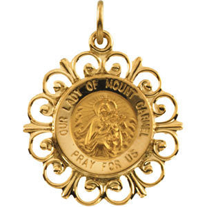 14K Yellow 18.5mm Our Lady of Mount Carmel Medal