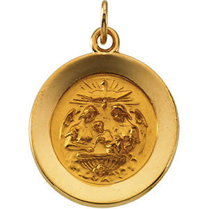 14K Yellow 14.75mm Round Baptismal Pendant Medal