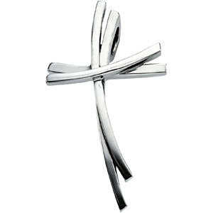 14K White Cross Pendant