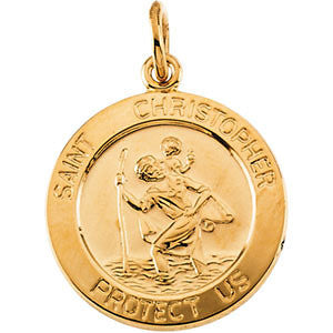 14K Yellow 15mm St. Christopher Medal