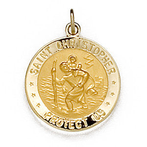 14K Yellow 18mm Round St. Christopher U.S. Coast Guard Medal