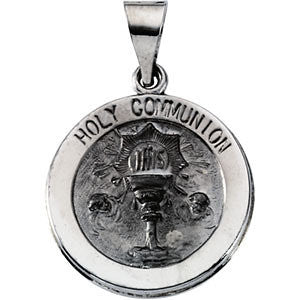 14K White 18.5mm Hollow Holy Communion Medal