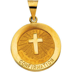 14K Yellow 18.25mm Hollow Confirmation Medal