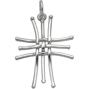 Sterling Silver 22.5x18mm Weave Design Cross Pendant