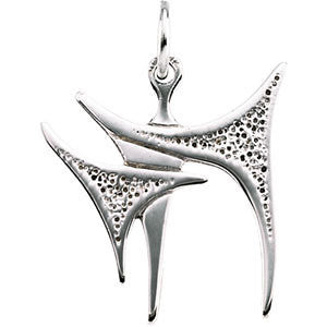 Sterling Silver 16.75x17.75mm Chai Pendant