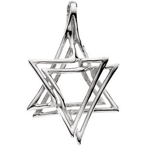 Sterling Silver 30.25x20mm Star of David Pendant