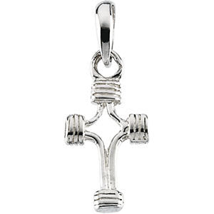 Sterling Silver 14.75x10mm Tubular Cross Pendant without Packaging